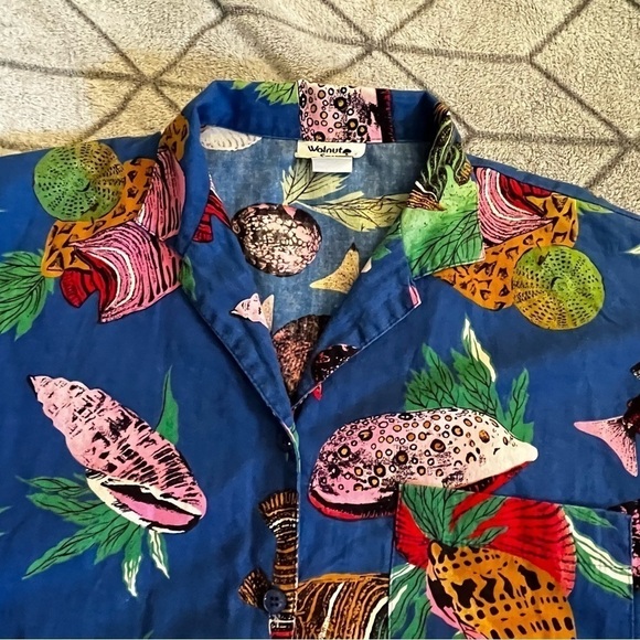 VTG Camp Shirt Fish Print Button Up Short Sleeve Tropical Sea Life Ocean Size 10 - Picture 3 of 8